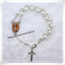 Plastic Beads Rosary Bracelet, Handmade Rosary Cross Bracelet (IO-CB034)